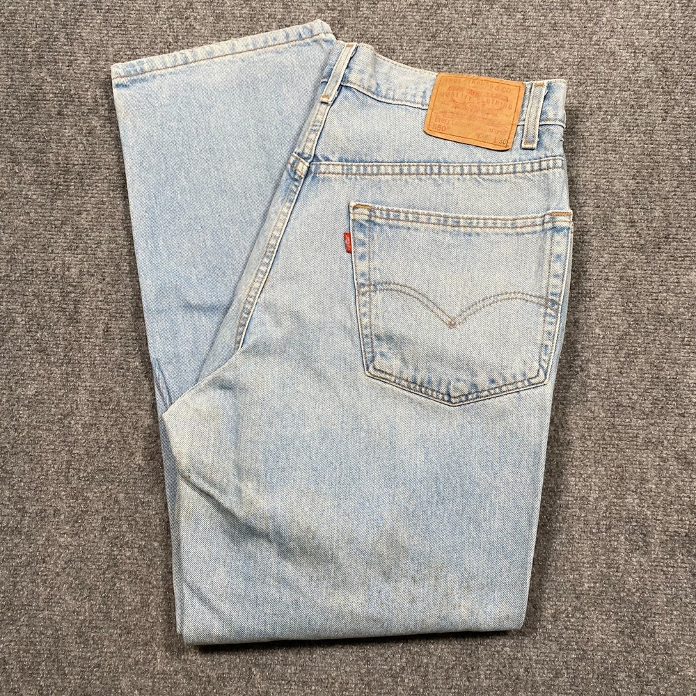 Vintage‎ Levis 550 Jeans 36 x 29 Light Wash Relaxed Fit Blue Red Tab Denim